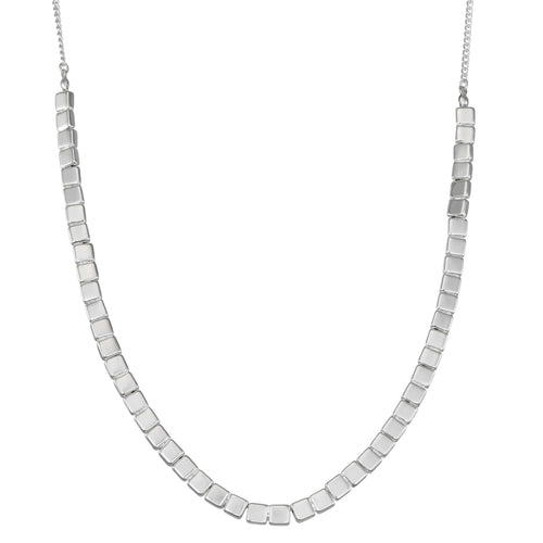 19N00882 Nine West Silver-Tone Square Link Necklace