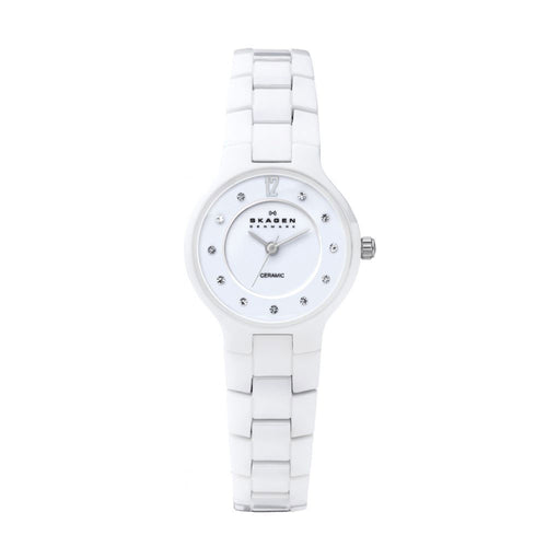 SKAGEN 572SSXWC Quartz White Dial and White Ceramic Women's Watch Skagen