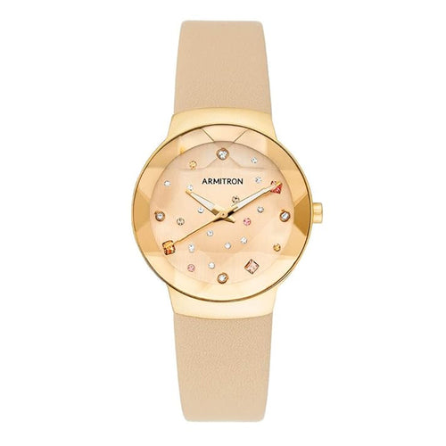 Armitron 75/5748CHGPTP Ringlet Genuine Crystal Accented Leather Strap Women's Watch