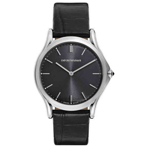 Emporio Armani Swiss ARS2000 Classic Gray Dial Brown Leather Women Watch