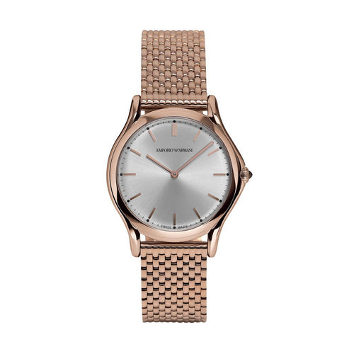 Emporio Armani Swiss ARS2013 Rose Gold Silver Dial Round Classic Women Watch