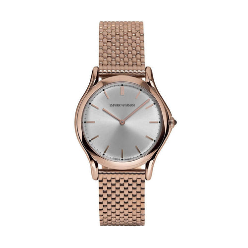 Emporio Armani Swiss ARS2013 Rose Gold Silver Dial Round Classic Women Watch