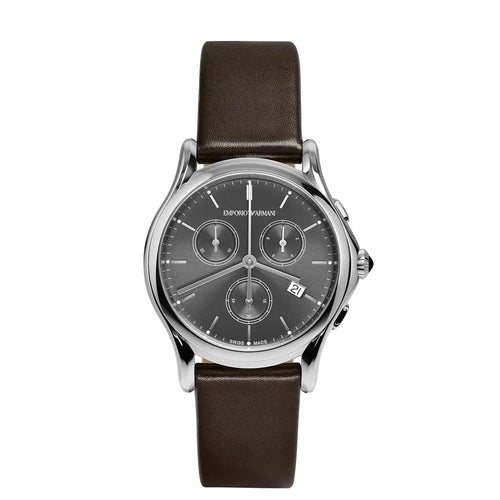 Emporio Armani Swiss ARS6000 Quartz Stainless Steel Brown Leather Dress Men's Watch