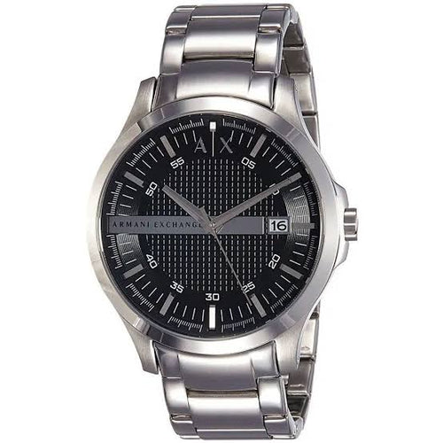 Armani Exchange Hampton Silver Stainless Steel Black Dial Quartz Watch for Gents - Ax2103