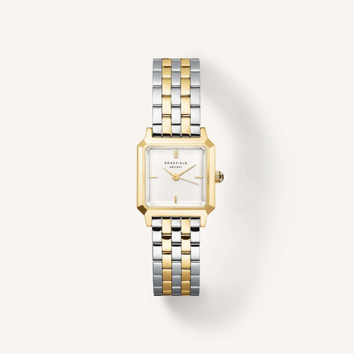 Rosefield Duotone Women's Watch on a two-tone bracelet, featuring a sleek white dial and elegant design.