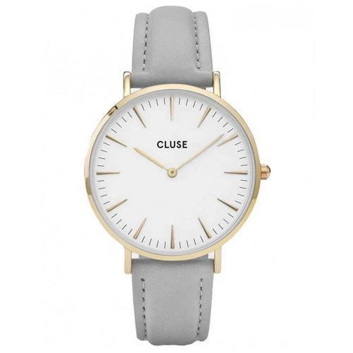 CLUSE CL18414 La Boheme White Dial Gray Leather Women's Watch Cluse