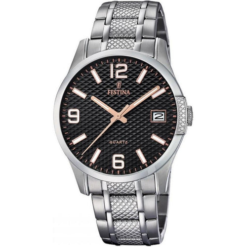 FESTINA F16981/3 Analogue Quartz Classic Black Dial Stainless Steel Strap Men's Watch Festina