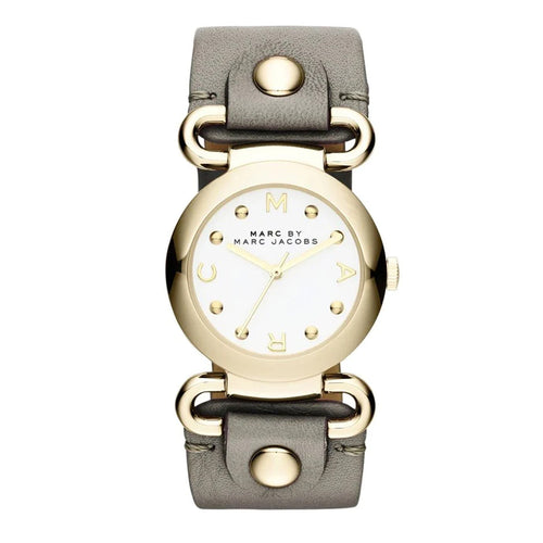 Marc Jacobs MBM1308 Molly Quartz White Dial Gray Leather Gold-tone Stainless Steel Women's Watch Marc Jacob
