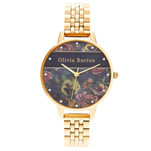 OLIVIA BURTON OB16VS01 Varsity Pale Gold & Black Women's Bracelet Watch Olivia Burton