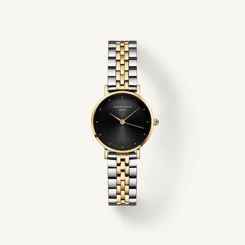 Rosefield SEBDSG-SE04 Small Edit Black Duotone Women's Watch on a light background showcasing its elegant design.