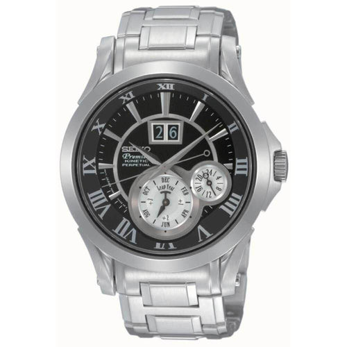Seiko SNP021P1 Black Dial Silver Stainless Steel Chain Series 5 Men's Automatic Watch seiko