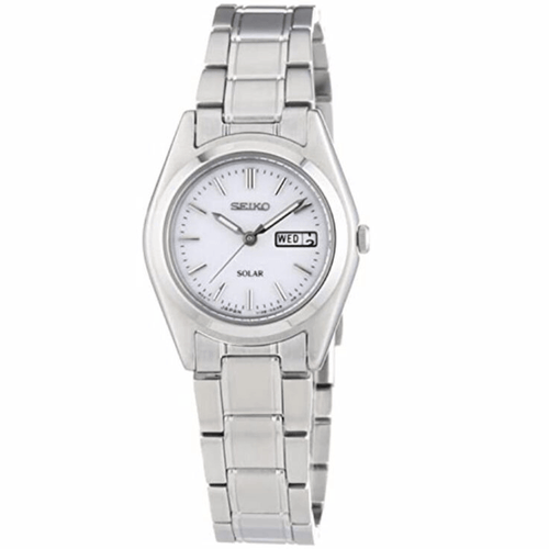 Seiko SUT119P1 White Dial Day/Date Solar Stainless Steel Women's Watch