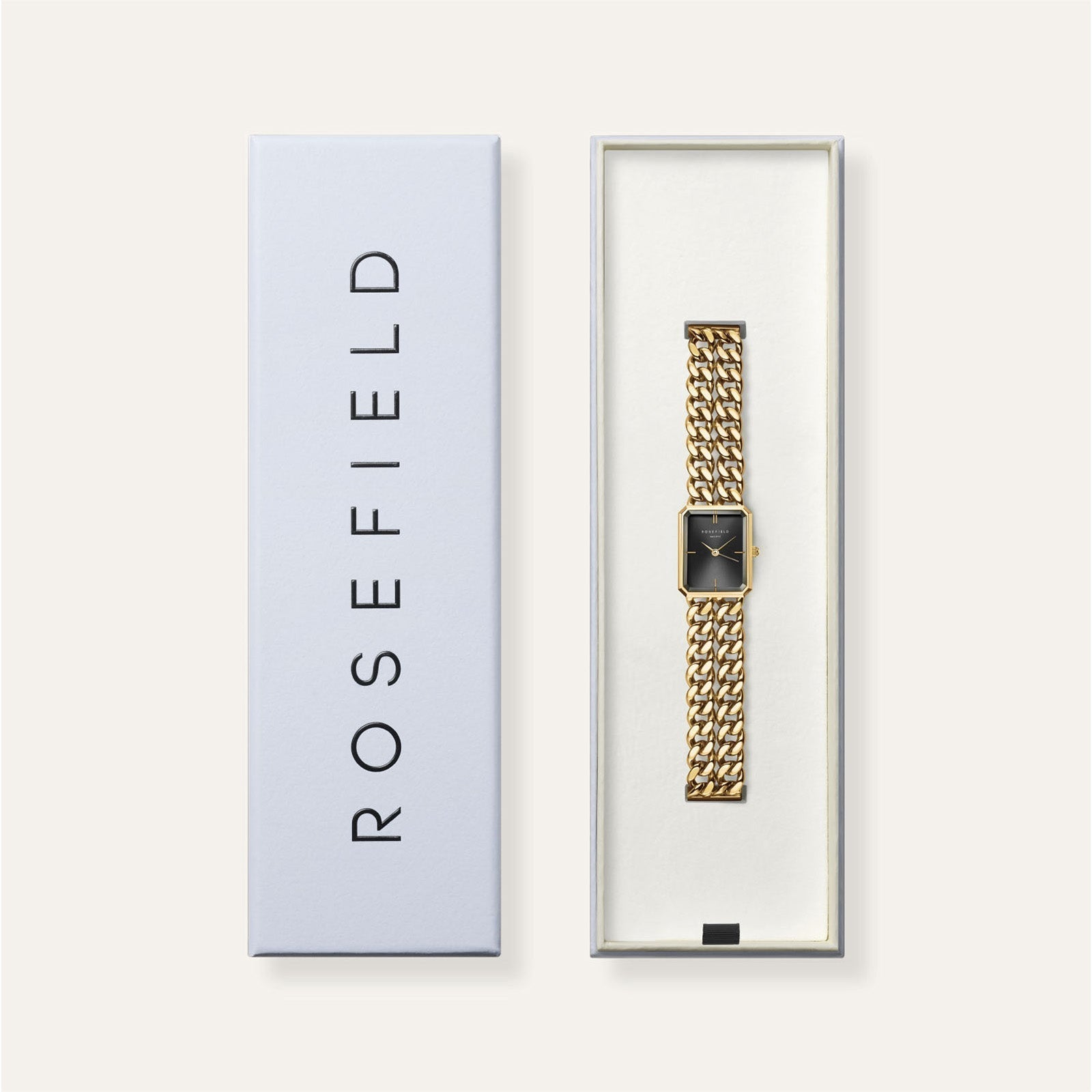 Rosefield SBGSG-O77 Studio Double Chain Black Gold Women's Watch