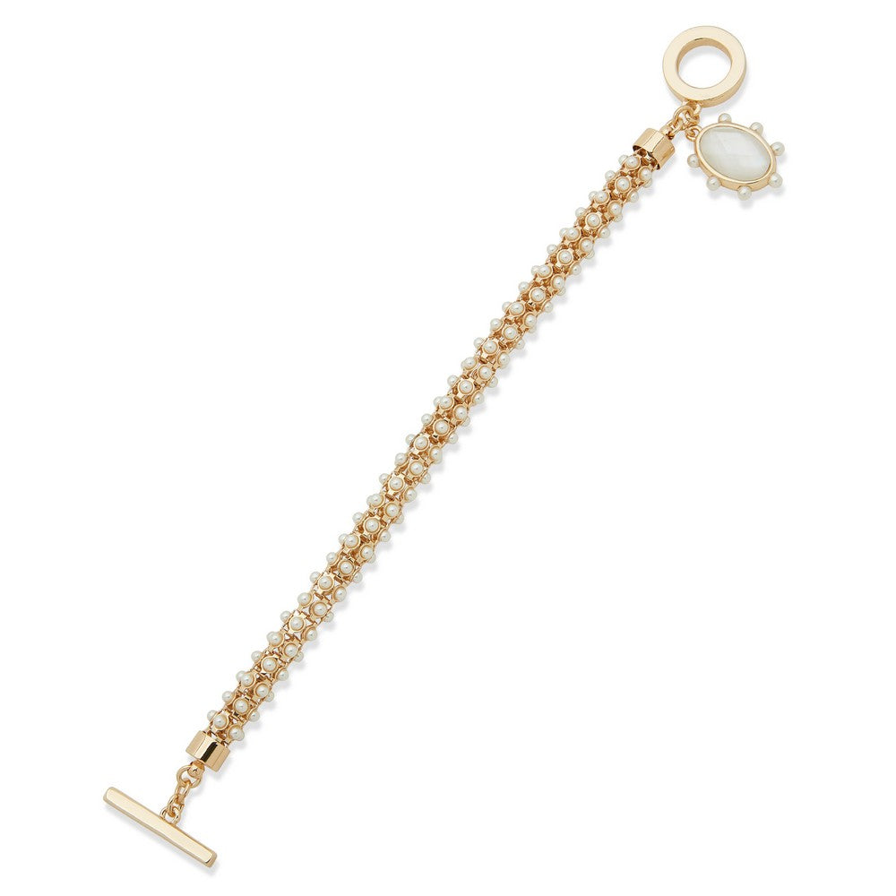 Anne Klein 01B00810 Pearl Charm Toggle Bracelet