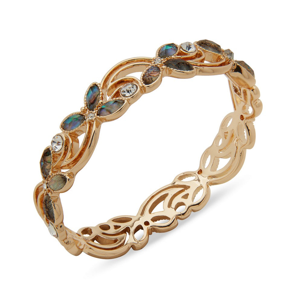 Anne Klein 01B00814 Abalone & Crystal Floral Bracelet