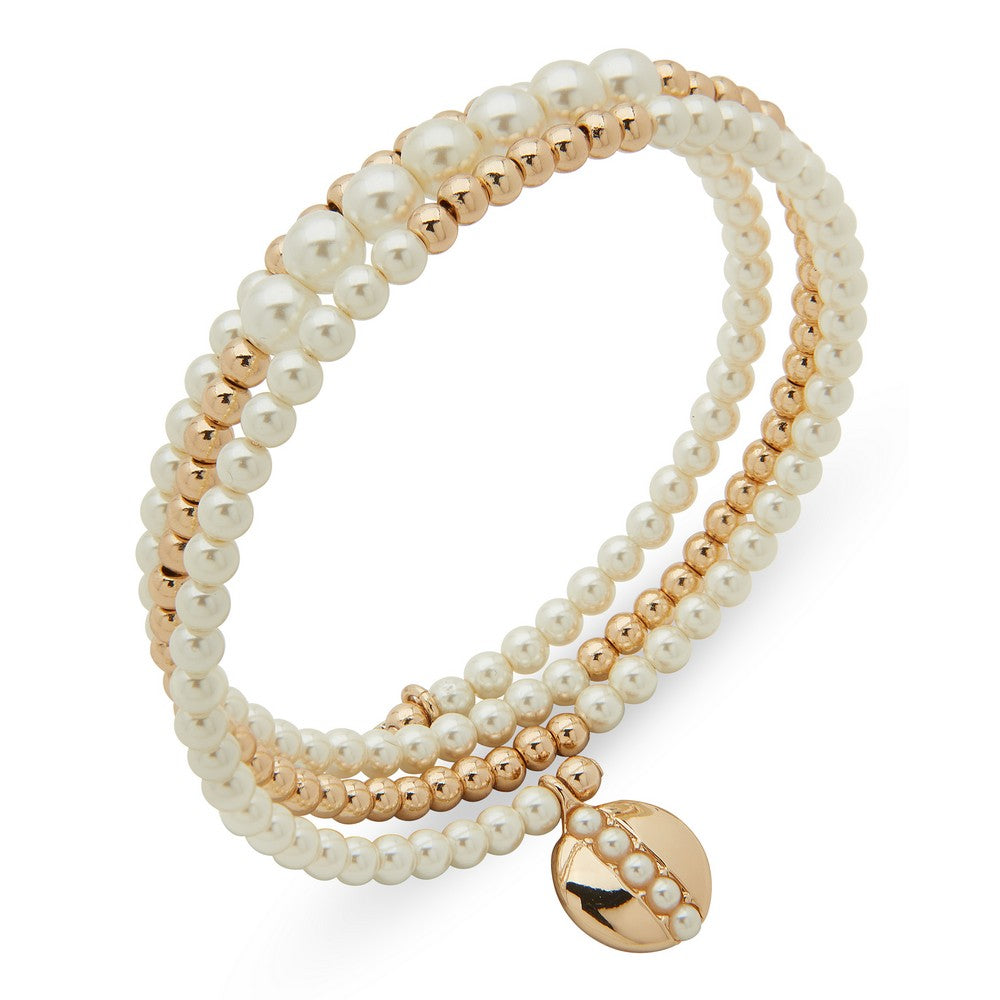Anne Klein 01B00888 Pearl & Gold Coil Bracelet