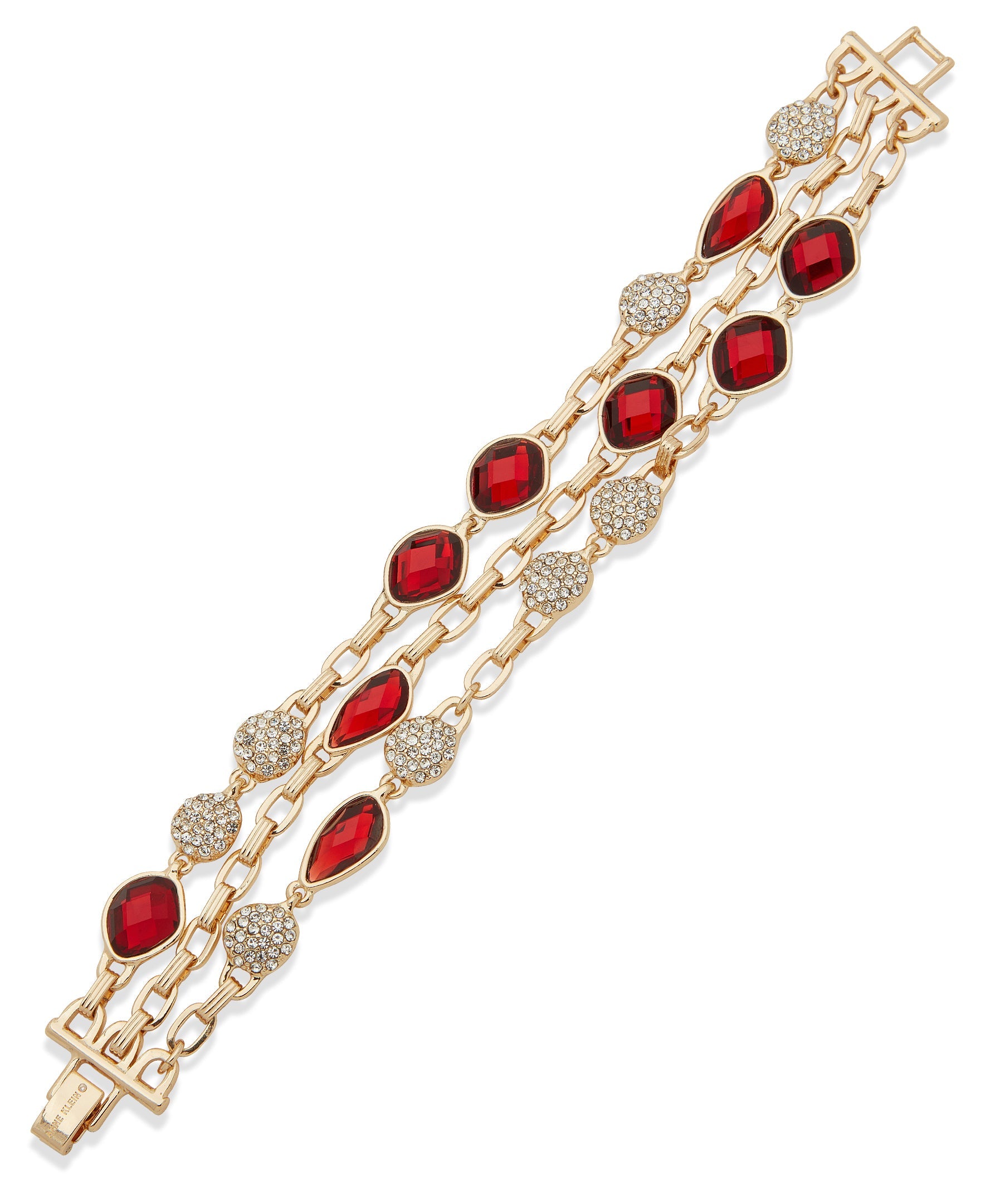 Anne Klein 01B00892 Multi-Row Stone Bracelet with Foldover Clasp