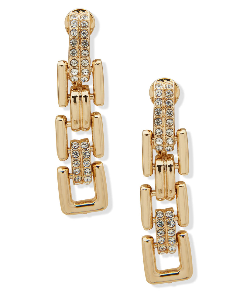 Anne Klein 01C00386 Crystal Embellished Linked Linear Earrings