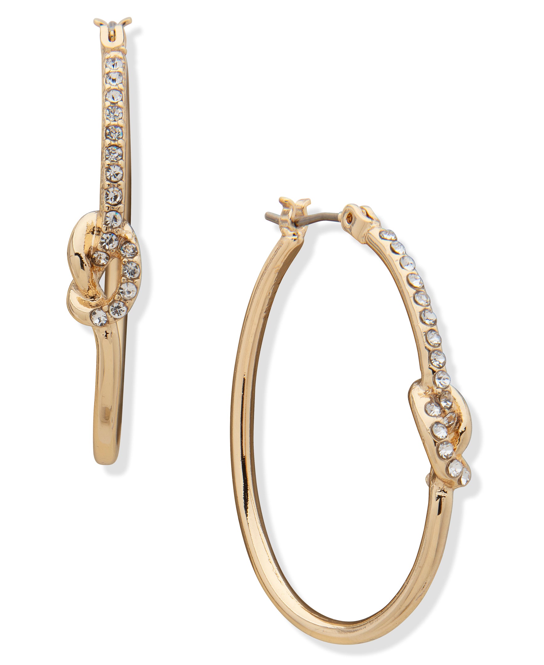 01E00094 Anne Klein Gold-Tone Crystal Hoop Earrings