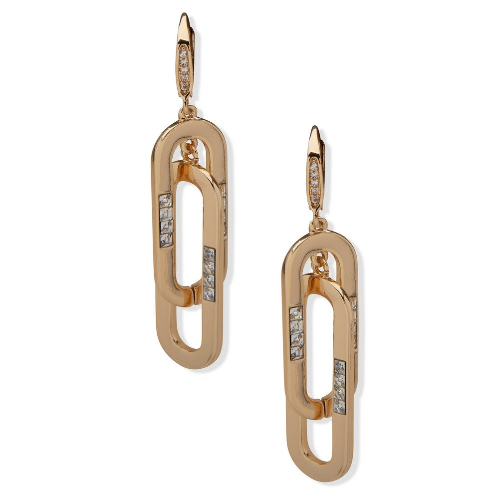 Anne Klein 01G00015 Linked Rectangle Crystal Drop Earrings