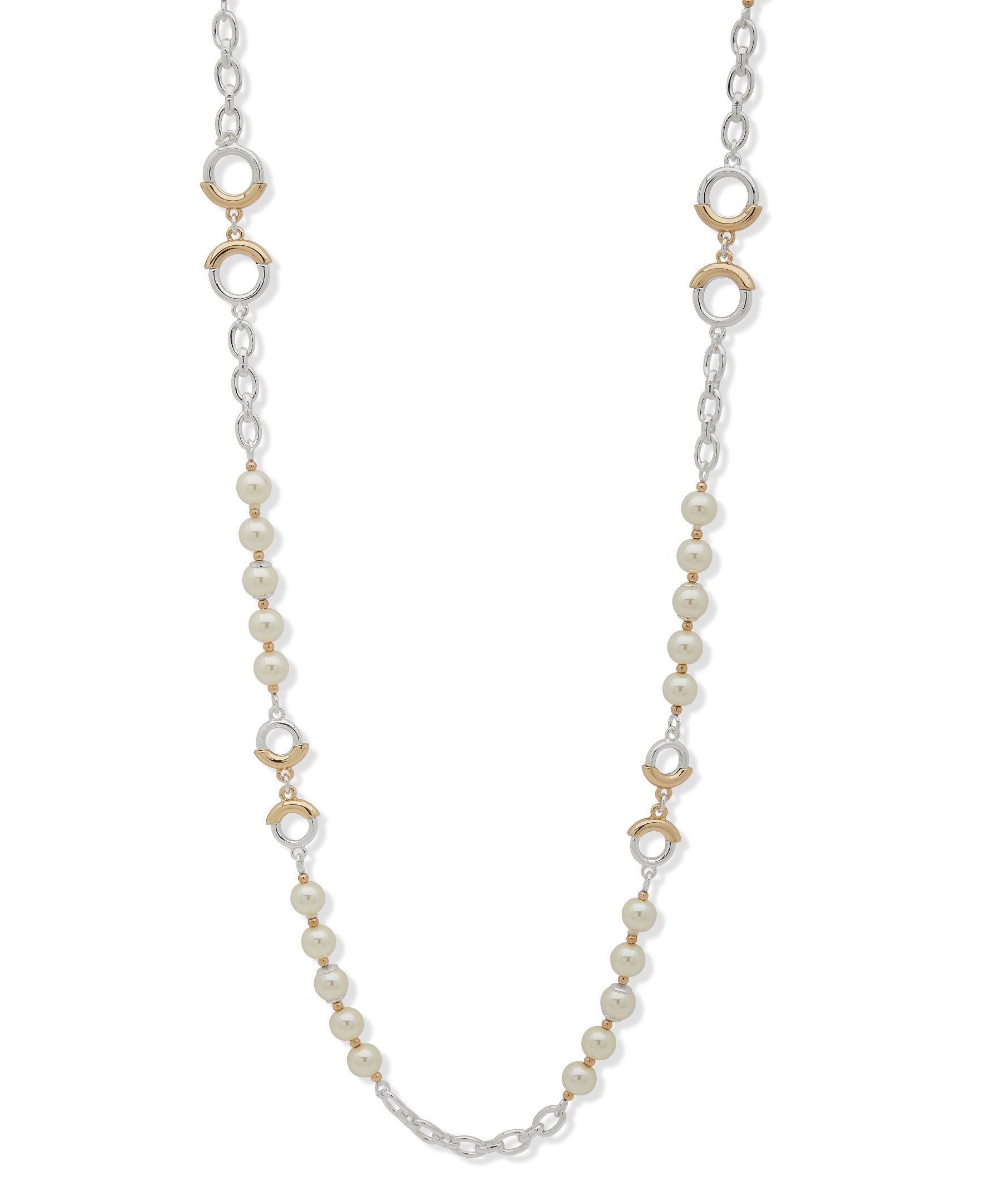Anne Klein 01N00494 Pearl & Link Long Necklace