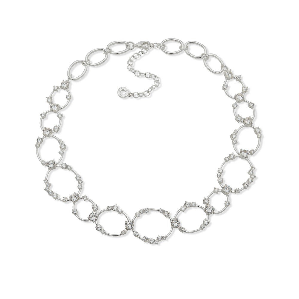 Anne Klein 01N00515 Silver Crystal Link Necklace