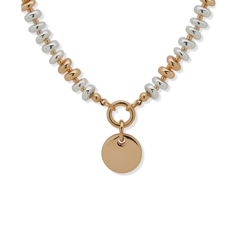 Anne Klein 01N00533 Two-Tone Disc Pendant Necklace