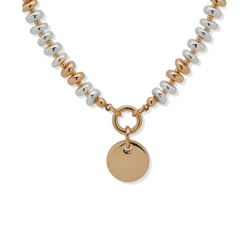 Anne Klein 01N00533 Two-Tone Disc Pendant Necklace