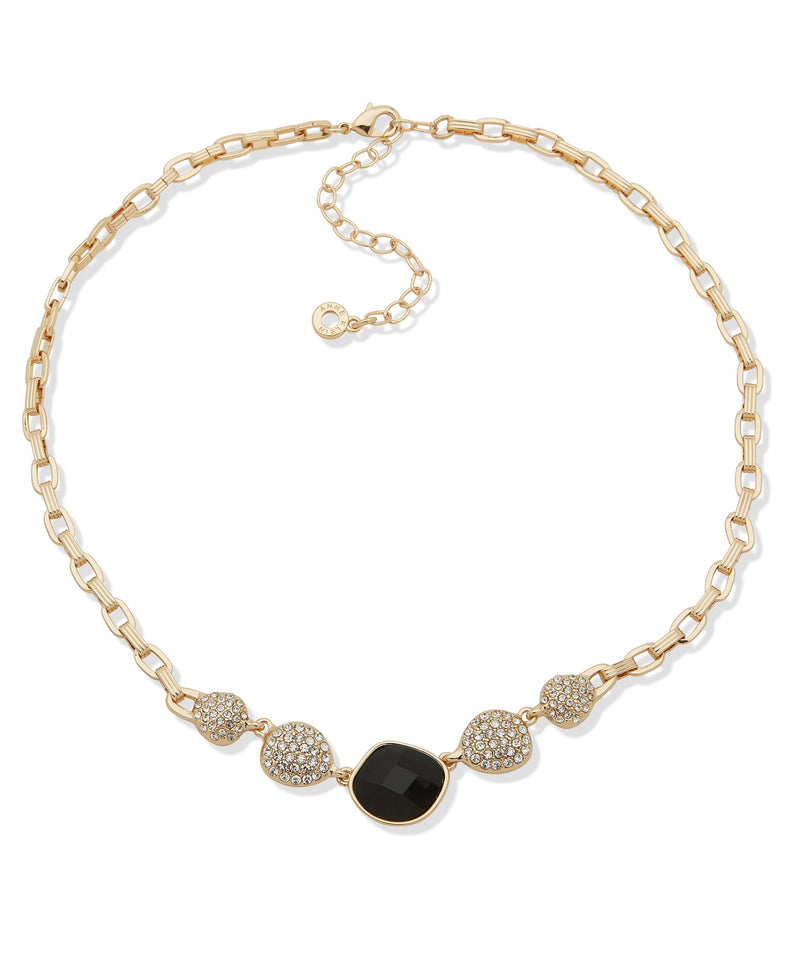 Anne Klein 01N00541 Bezel-Set Stone Frontal Necklace