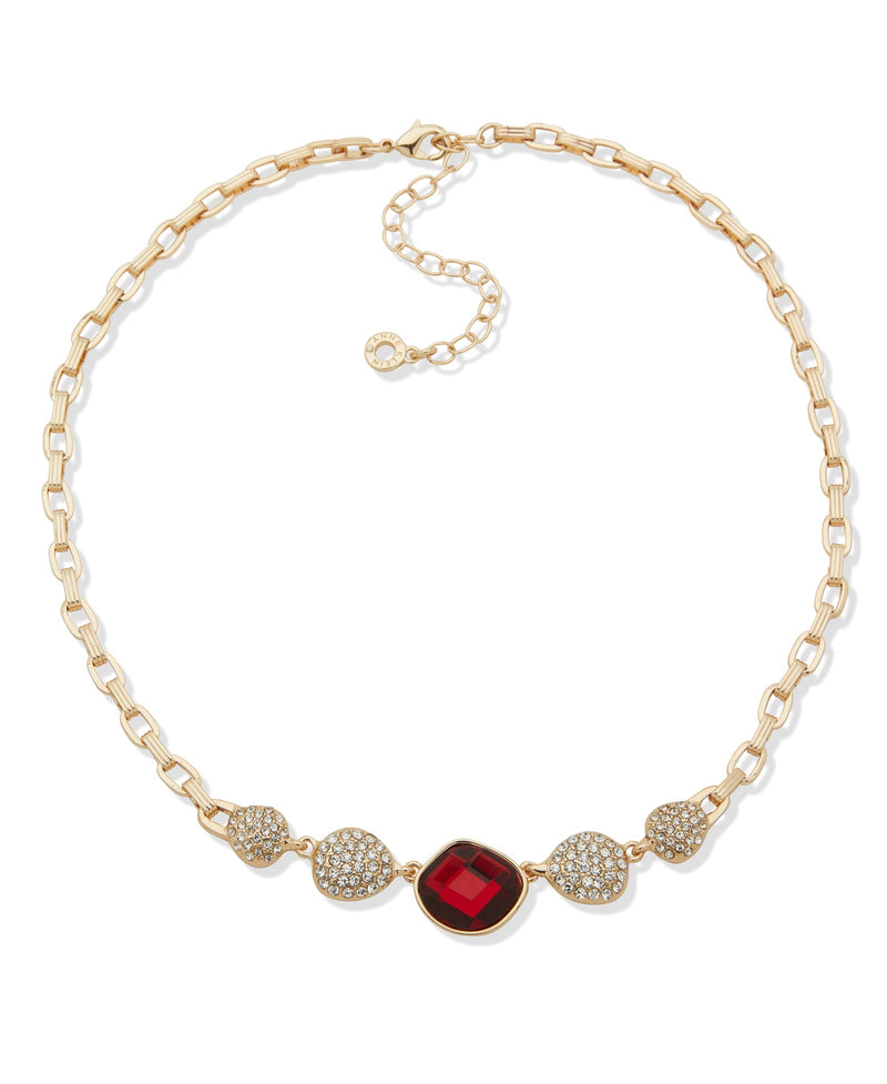 Anne Klein 01N00542 Bezel-Set Stone Frontal Necklace
