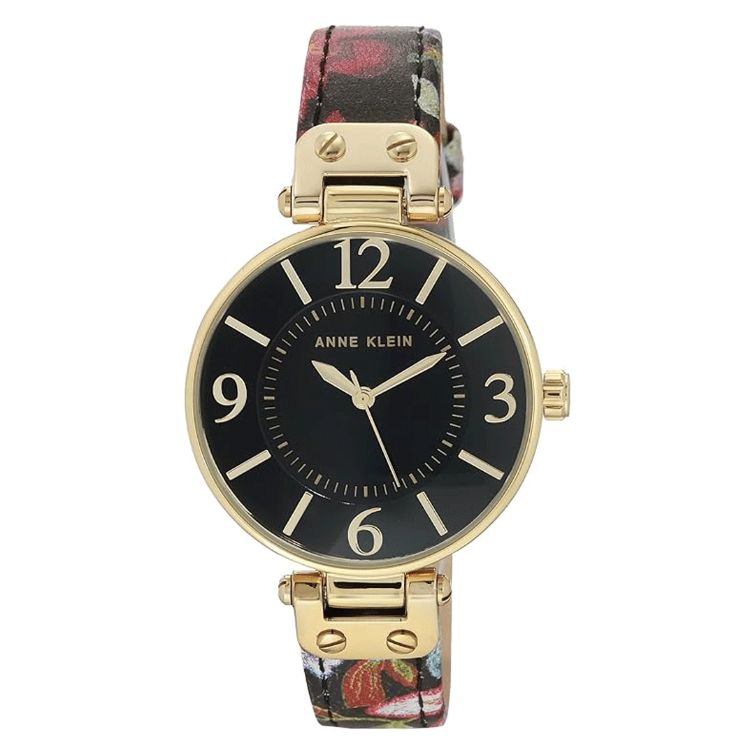 Anne Klein 10/9168GPFL Black Dial Analog Quartz Women's Watch