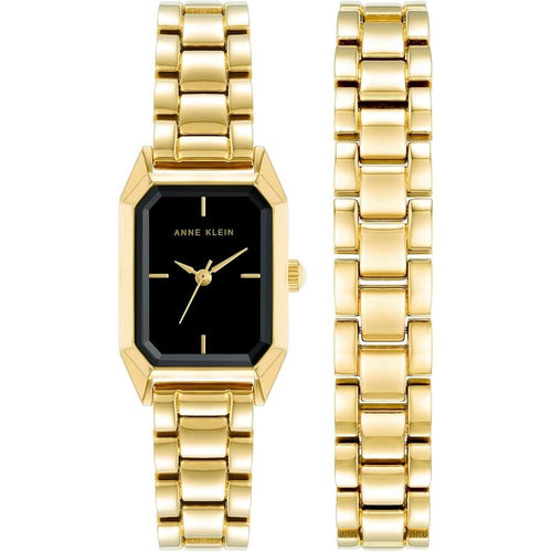 Anne Klein 12/7778GPST Black Dial Analog Quartz Women's Watch Set