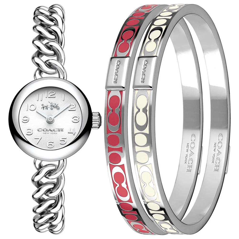 COACH 14000054 Waverly Stainless-Steel Quartz Silver Women's Watch With Two Bangles