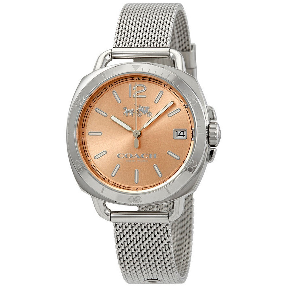 COACH 14502635 Tatum Stainless Steel Rose Dial  Women's Mesh Watch Coach