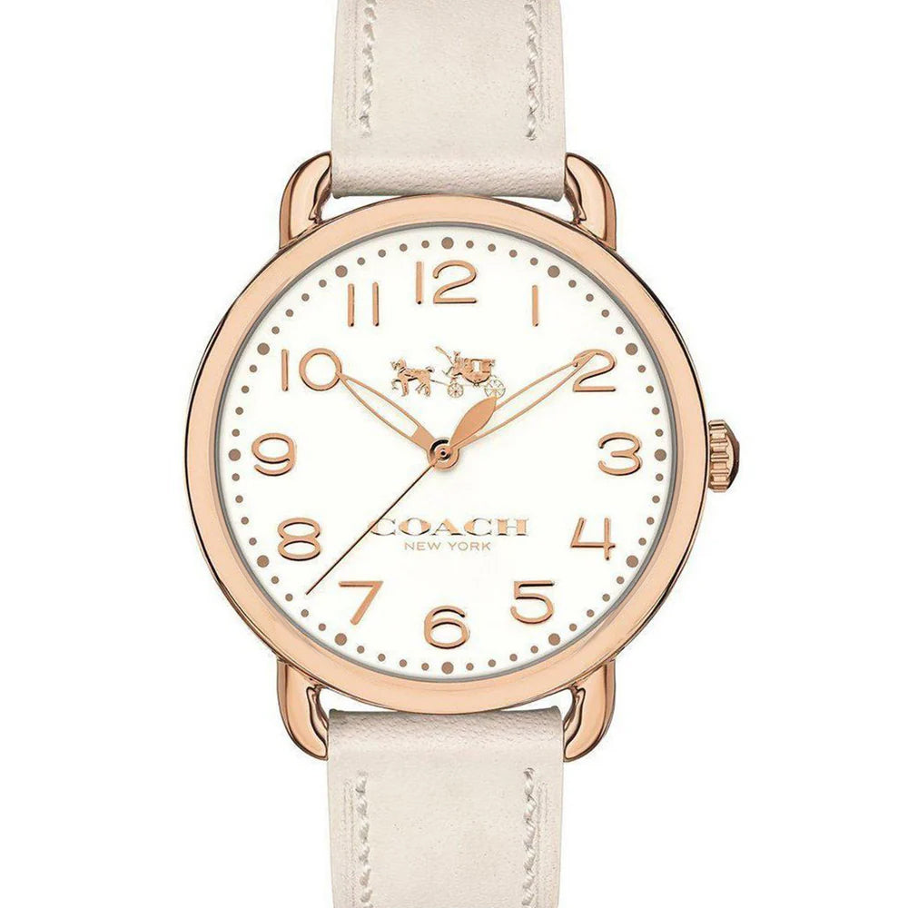 COACH 14502716 Delancey White Dial White Leather Women's Watch Coach
