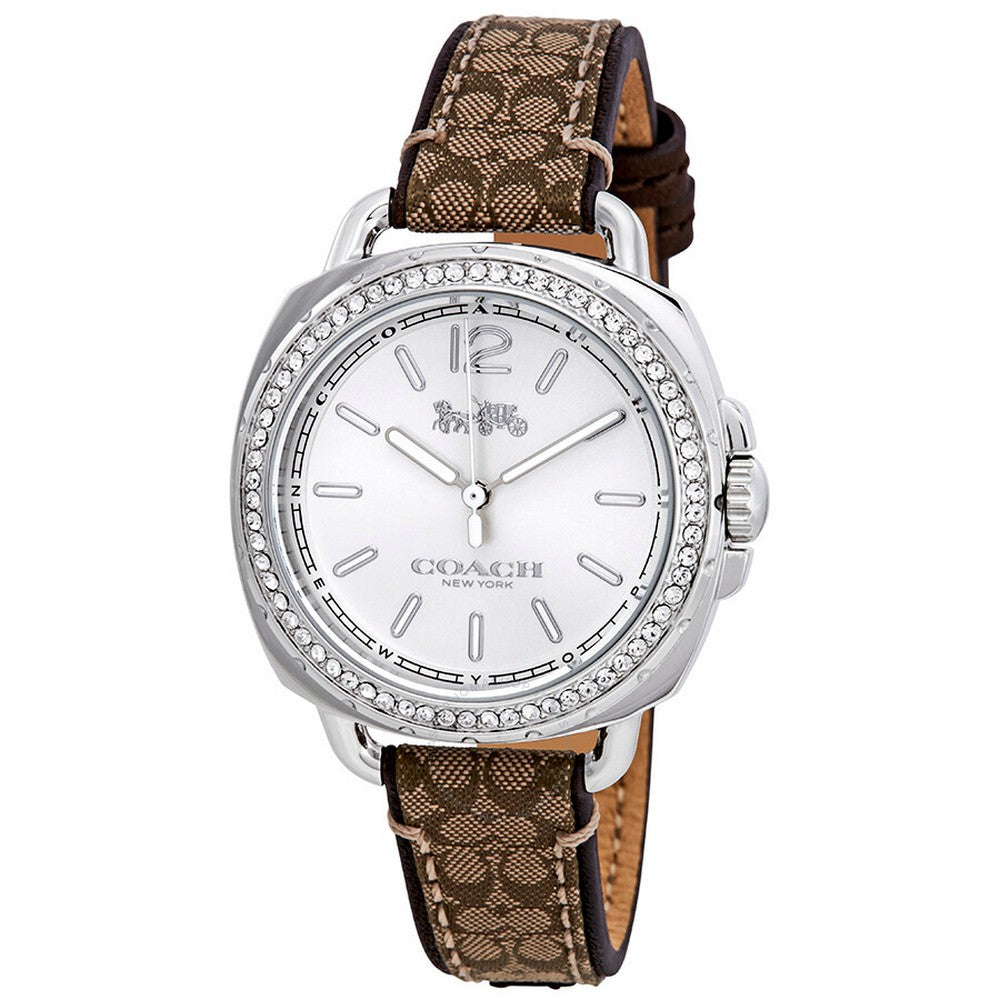 COACH 14502768 Tatum Crystal Silver Dial Brown Leather Women's Watch