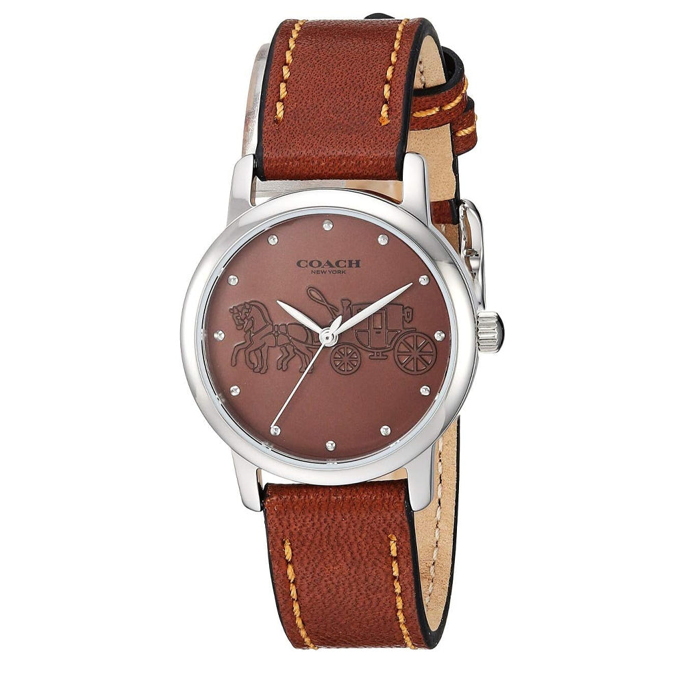 COACH 14502978 Grand Brown Dial Brown Leather Women's Watch