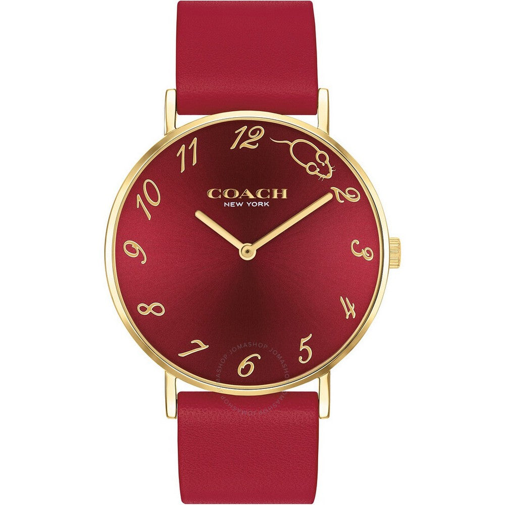 COACH 14503486 Perry Quartz Red Dial Red Leather Women's Watch