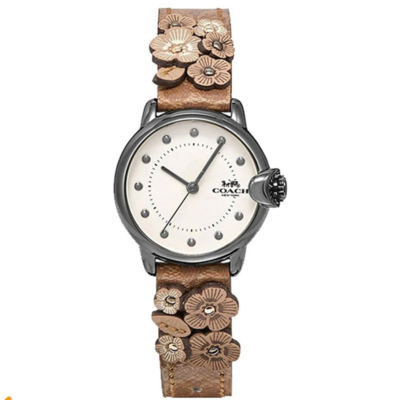COACH 14503720 Quartz Stainless Steel Brown Flower Leather Women's Watch Coach