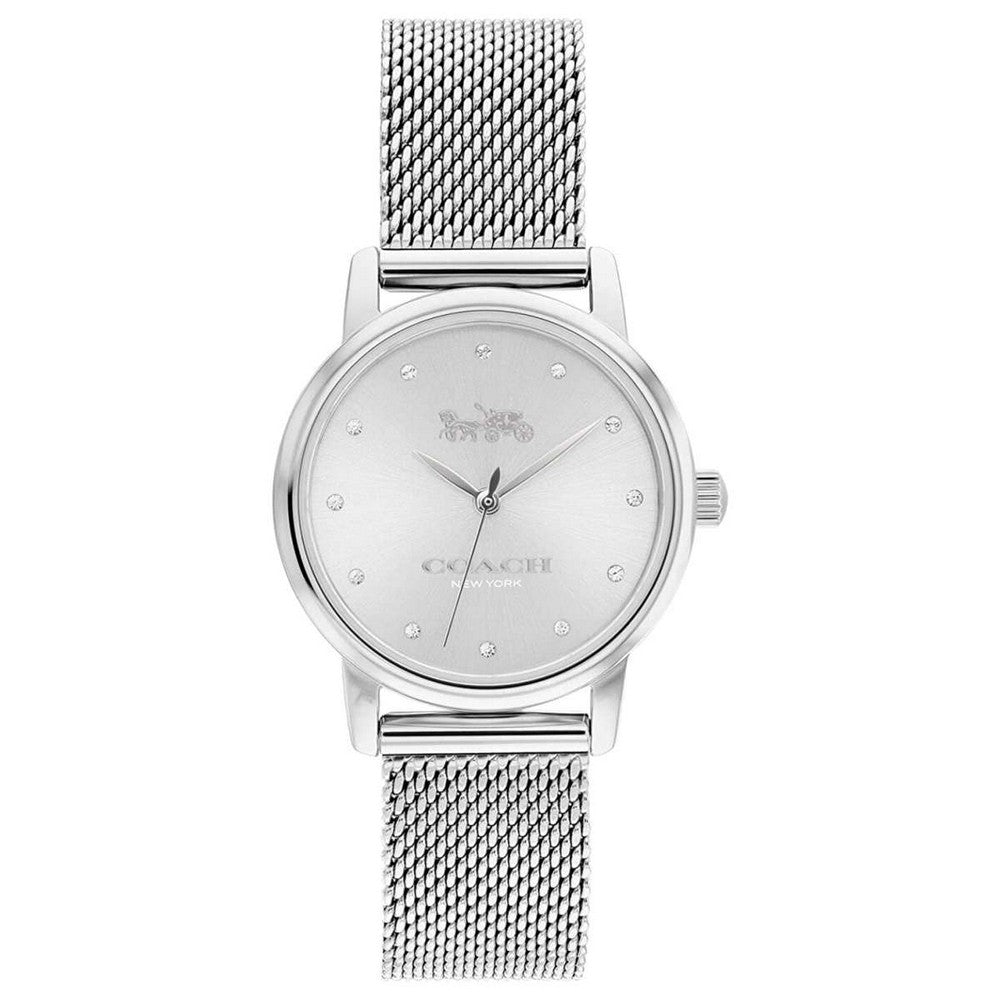 COACH 14503743 Grand Stainless Steel Silver Glitz Women's Mesh Watch