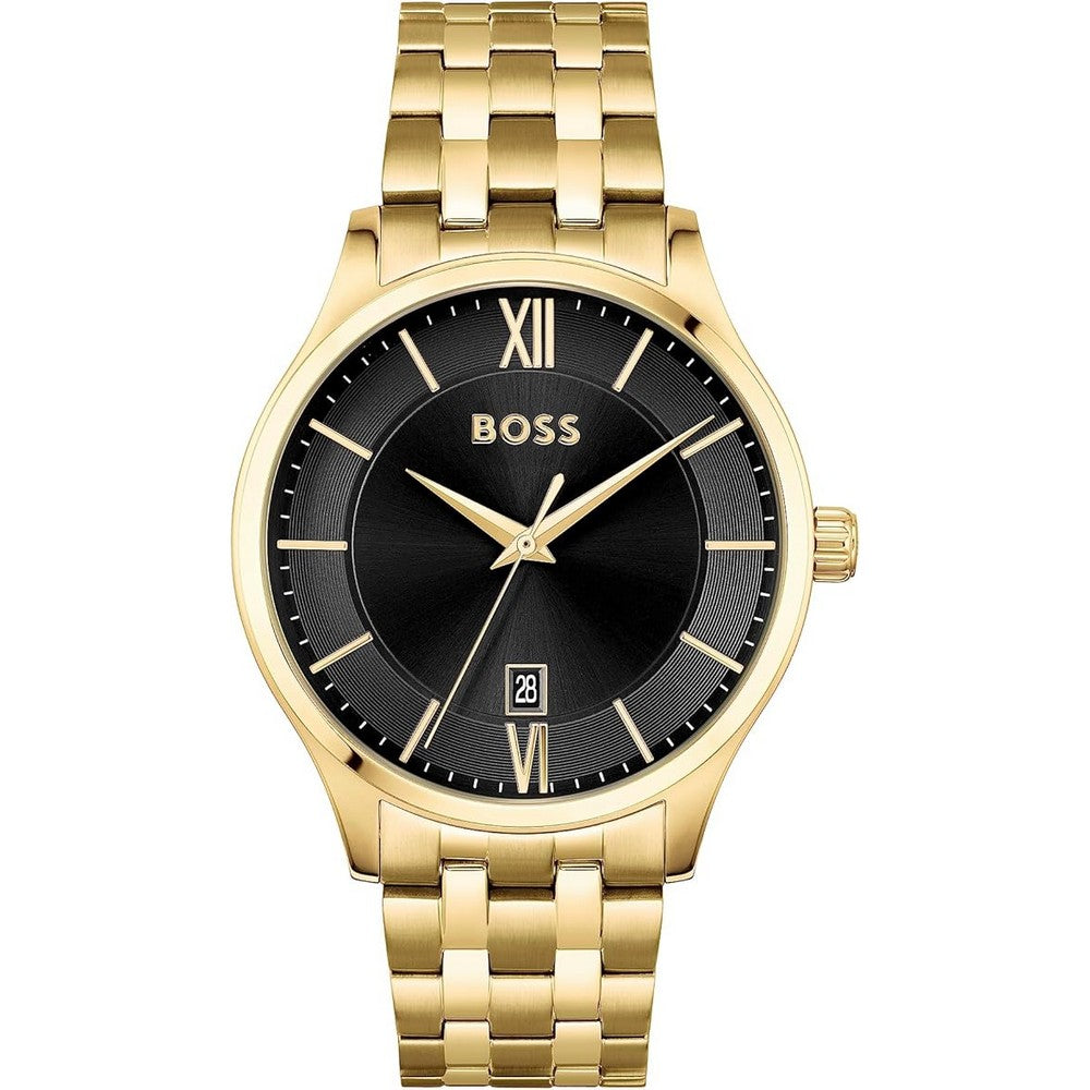 Hugo BOSS Analogue Quartz Watch for Men Elite Collection with Gold Colored Stainless Steel Bracelet