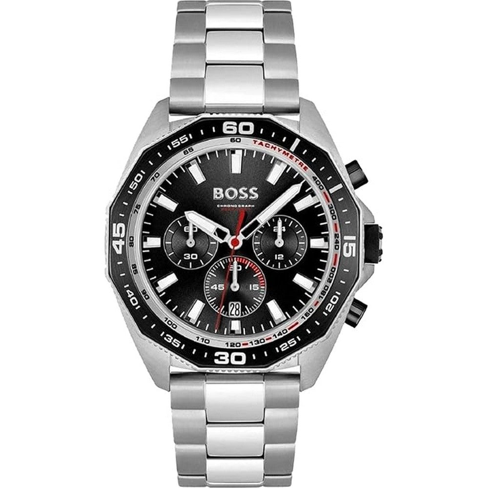 Hugo Boss Chronograph Quartz Watch for Men with Silver Stainless Steel Strap