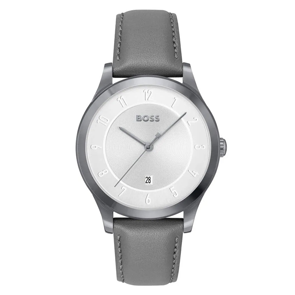 Hugo Boss 1513983 Purity Silver Dial Leather Strap Men’s Watch