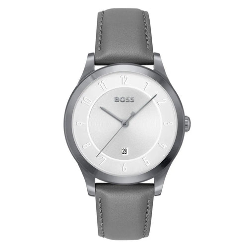 Hugo Boss 1513983 Purity Silver Dial Leather Strap Men’s Watch