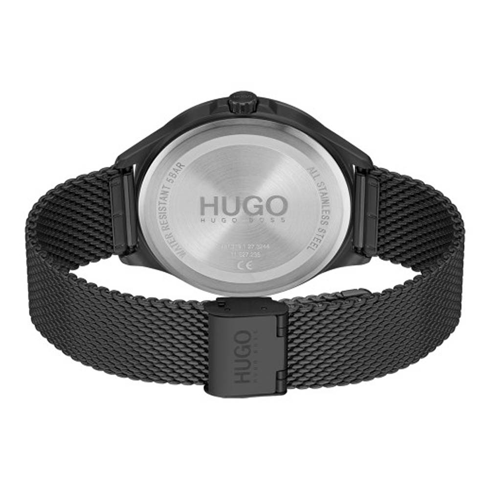 HUGO BOSS CONFIDENCE MENS BLACK DIAL IONIC PLATED BLACK STEEL WATCH
