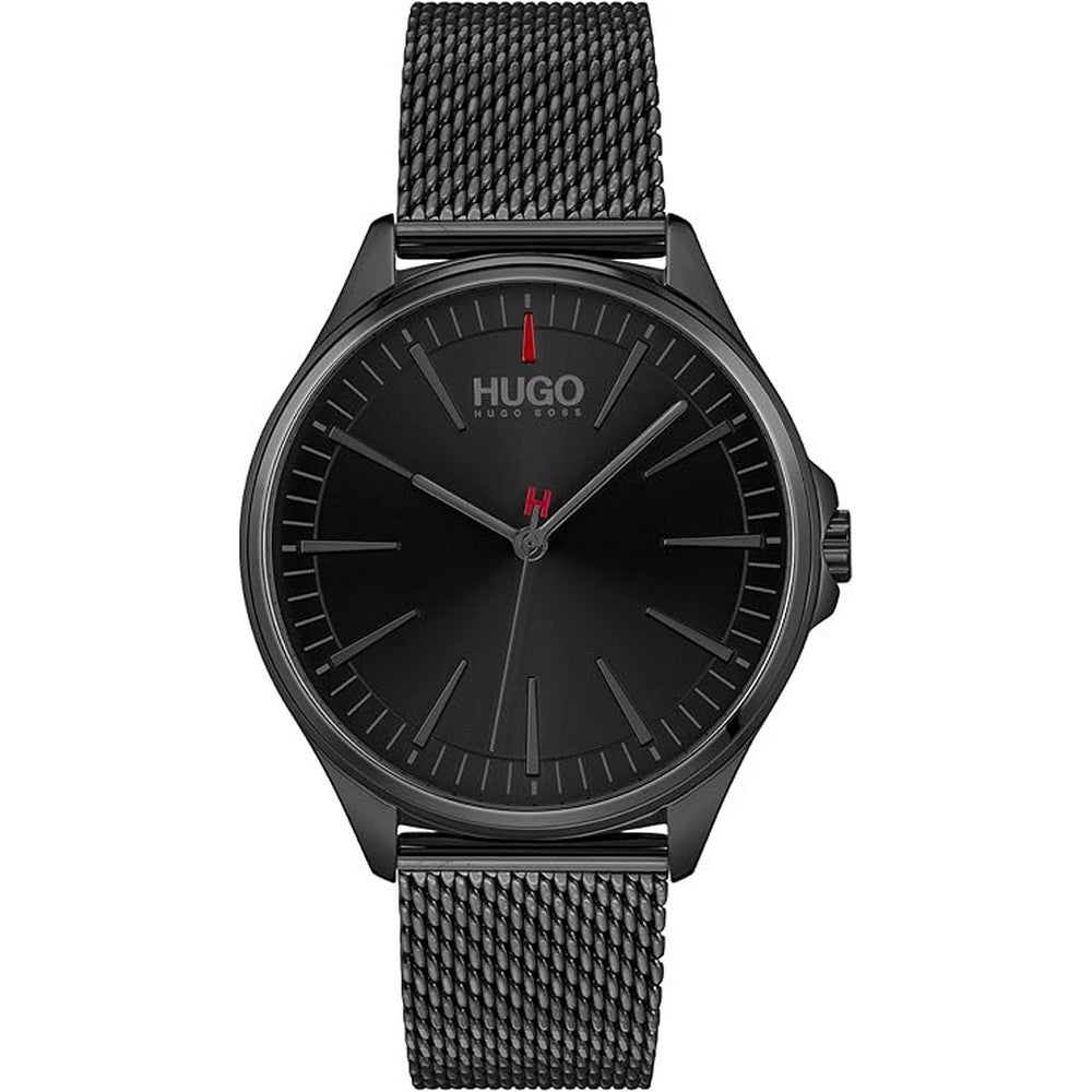 HUGO BOSS CONFIDENCE MENS BLACK DIAL IONIC PLATED BLACK STEEL WATCH
