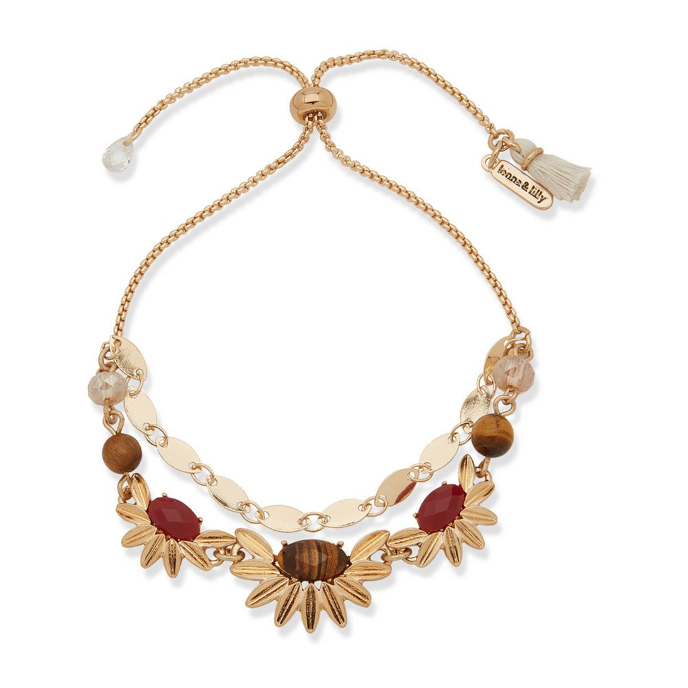 LONNA & LILLY 15B00126 Sunburst Layered Adjustable Bracelet