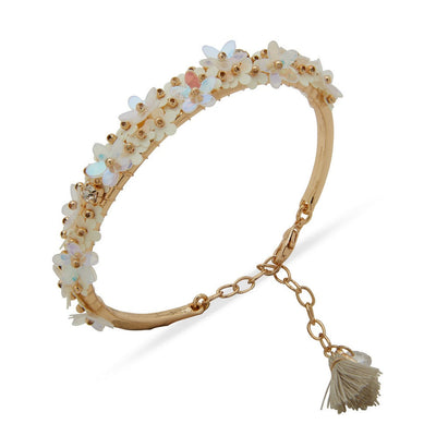 LONNA & LILLY 15B00150 Floral Charm Bangle with Tassel