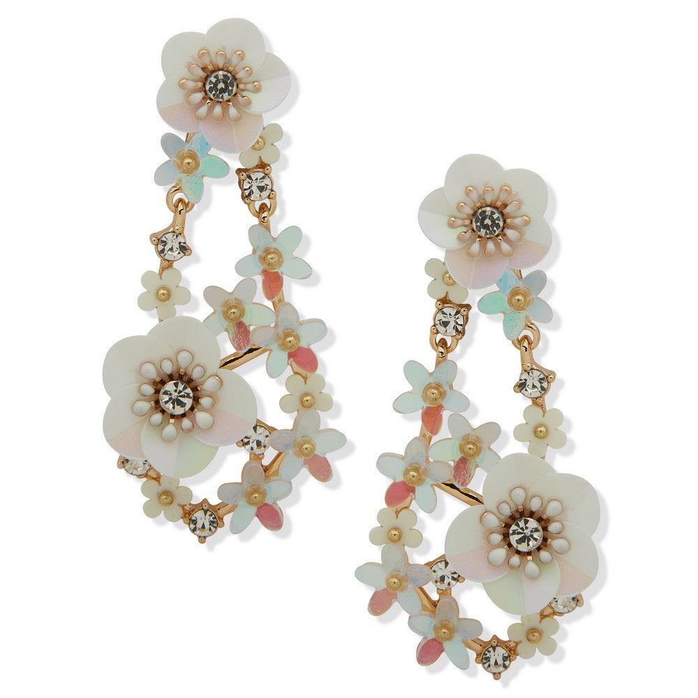 LONNA & LILLY 15G00548 Crystal Flower Hoop Earring