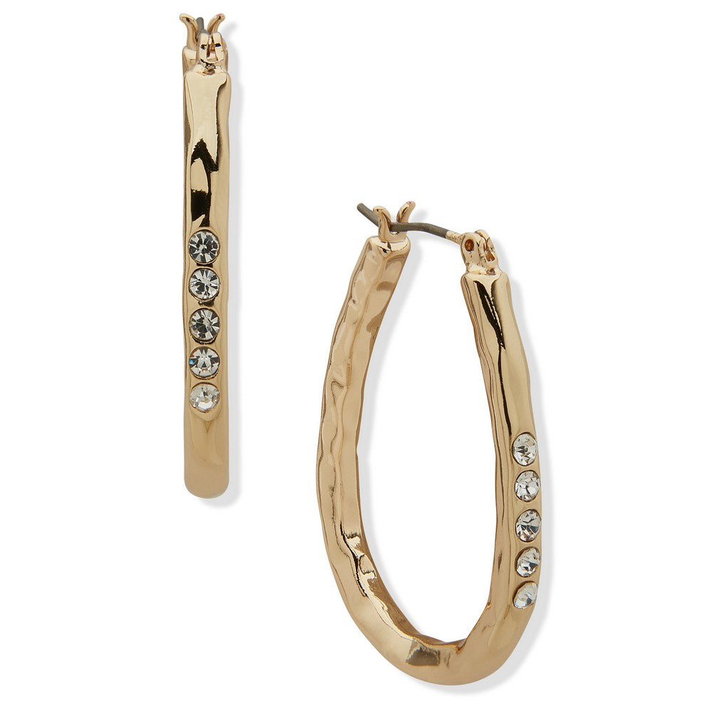 Lonna Lilly 15G00558 Gold-Tone Crystal Organic Hoop Earrings